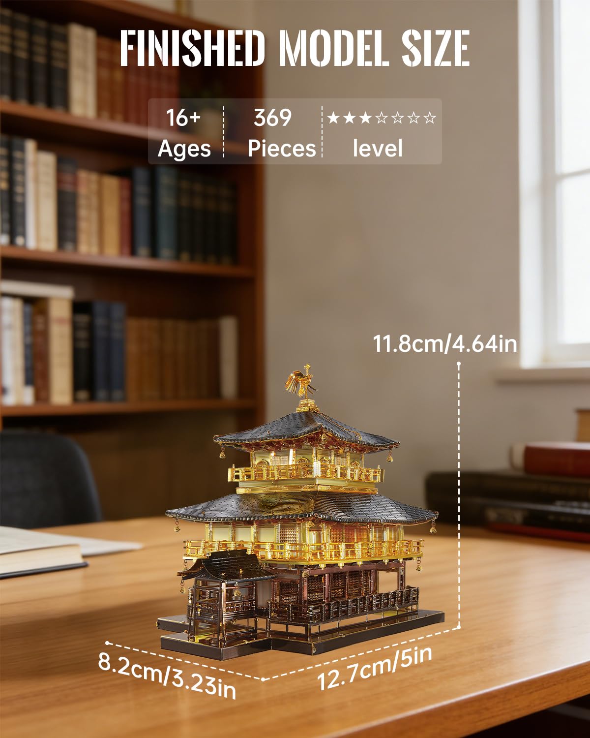 Piececool 3D Puzzles for Adults, Kinkaku-ji Golden Pavilion Metal