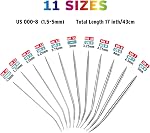 16 Inch Circular Knitting Needles Set, Stainless Steel Round, 11 Pack Sizes 1.5-5mm Metal Circle With Magic Loop for Socks, Tools Set for Beginners