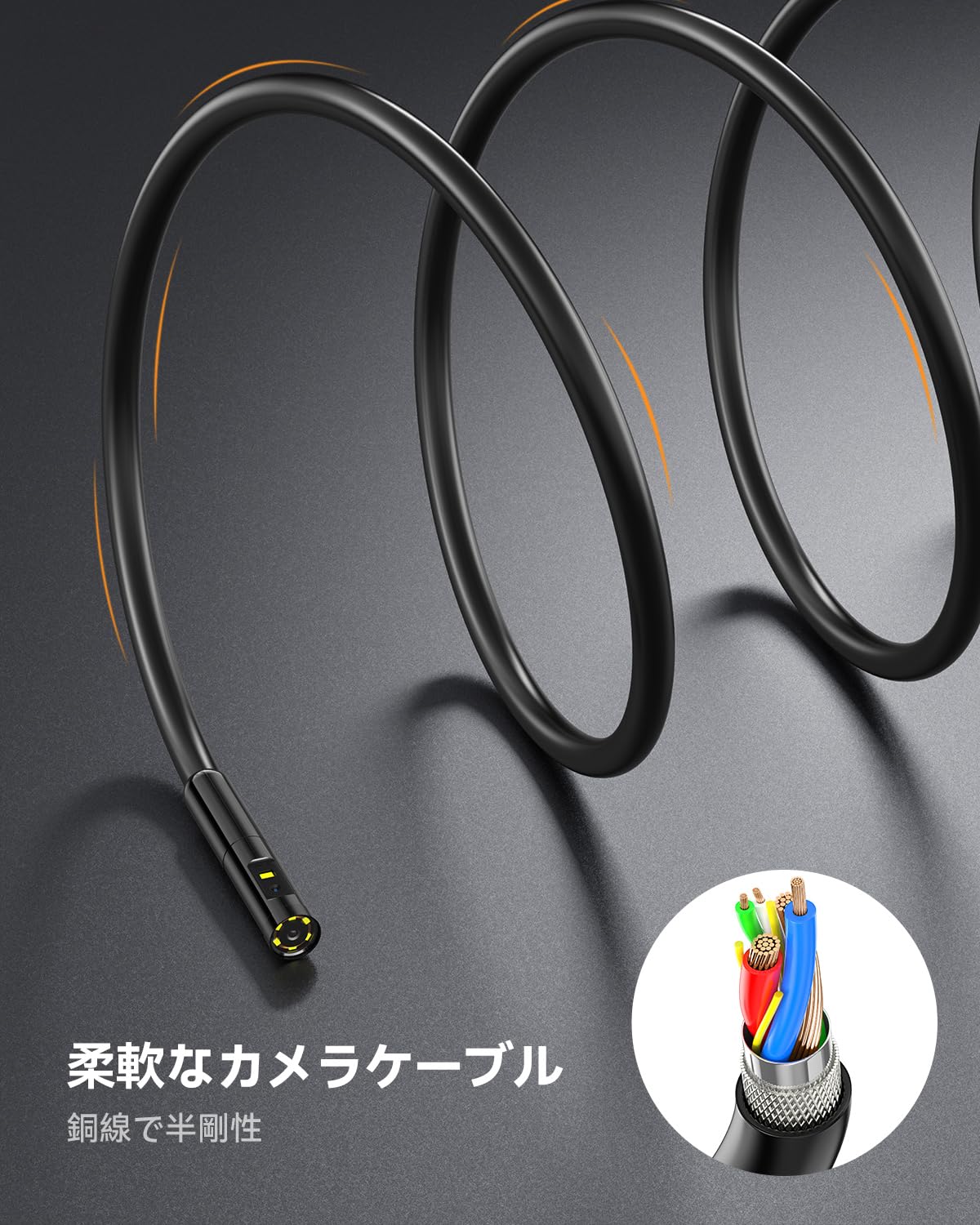 Amazon.co.jp: Teslong デュアルレンズ内視鏡カメラ with ライト 4.5