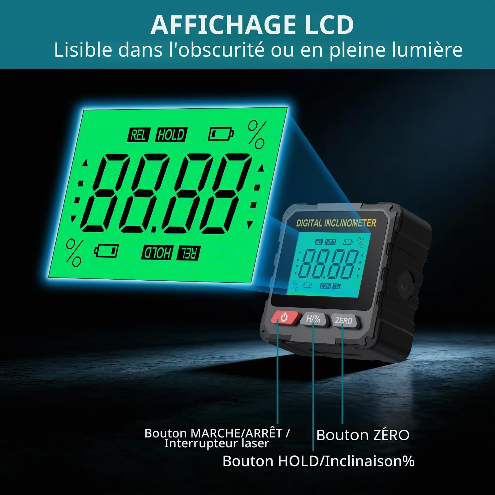 Inclinomètre Numérique avec Double Laser, Niveau Électronique Magnétique Rechargeable USB-C, Rapporteur d’Angle Digital 4x90° pour Menuiserie, Calibration de Scie, Bricolage et Chantier