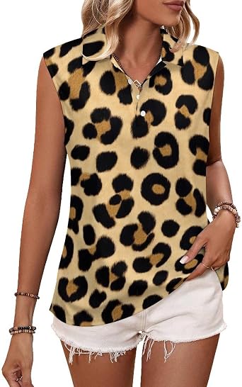 Summer V Neck Golf Shirts Casual Camisole Tops Sleeveless Basic Tank Tops Quick Dry Polo Tennis Shirts