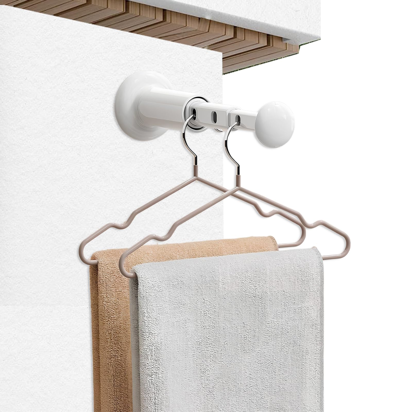 Rylae Suction Cup Clothes Drying Rack, Wall Mounted Clothes Hanger Retractable Space Saver, Portable Collapsible Clothing Rack for Indoor Outdoor Balcony Wardrobe Window Travel Caravan