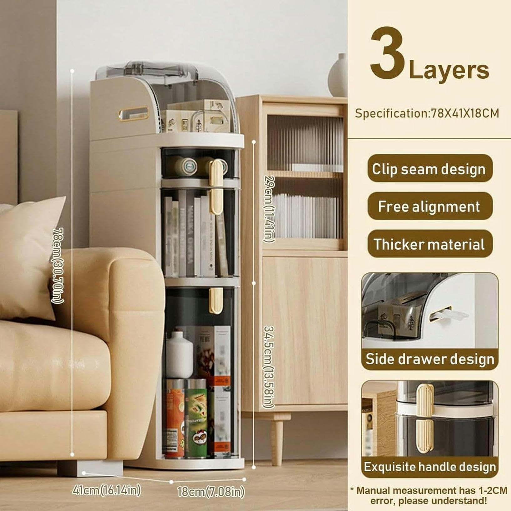 Cajones de almacenamiento apilables, carrito de almacenamiento Delgado con ruedas, gabinete de piso de esquina para almacenamiento de baño, gabinete de almacenamiento de
