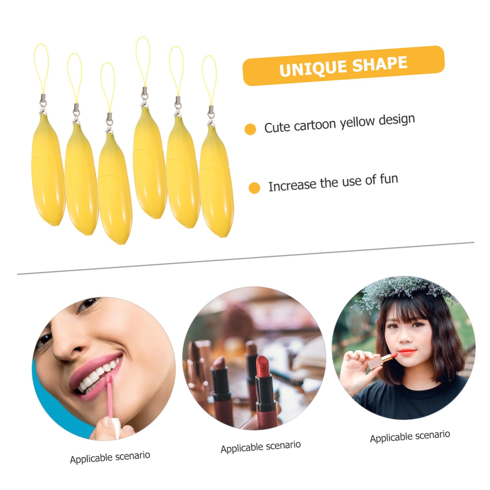 Tubo De Brillo Labial Vacío Forma De Banana Contenedores Para Labiales Rellenables Para Diy Y 6 Piezas X 4
