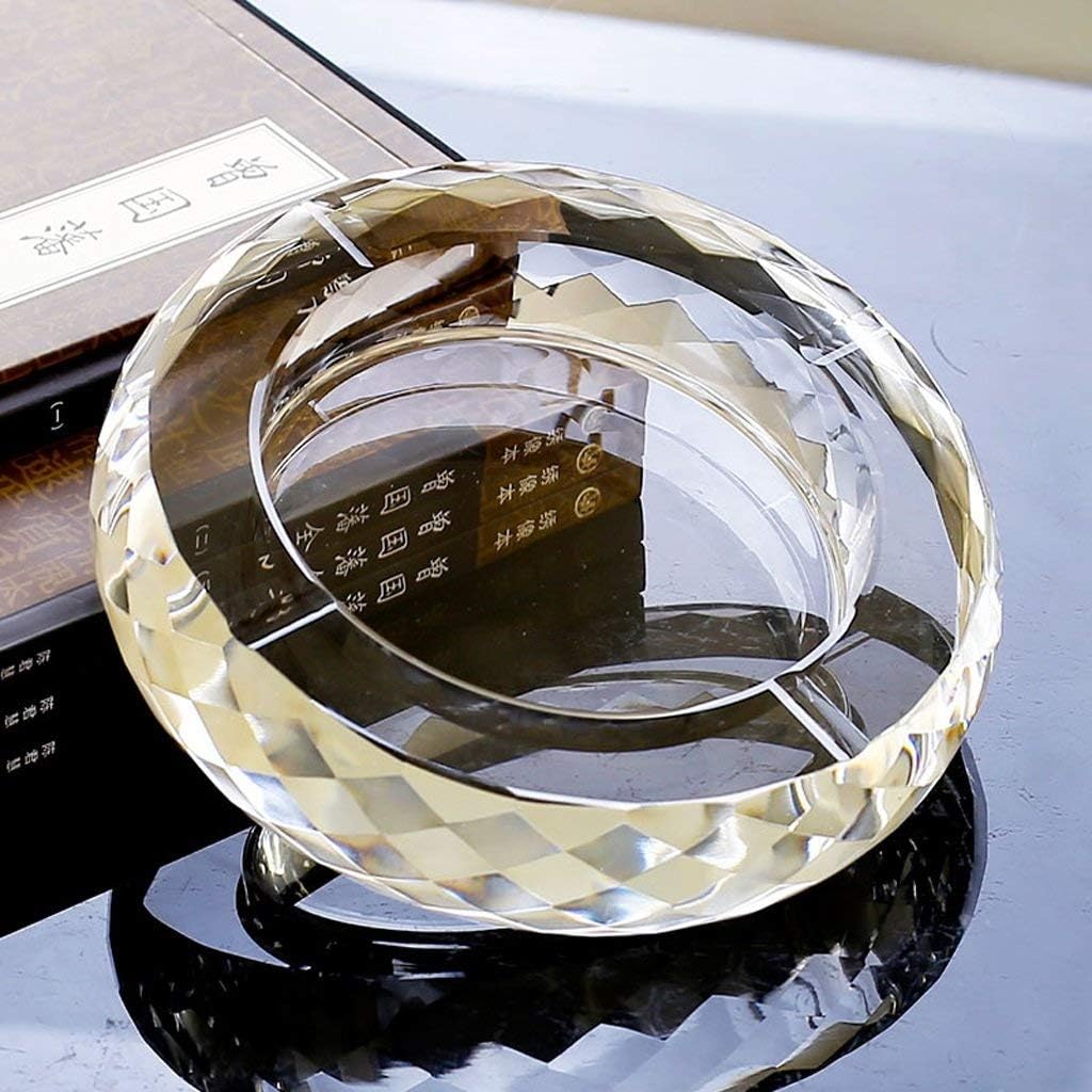 Ashtray - Cigarette Ashtray Round Crystal Tabletop Ash Tray with 4 Slots - for Indoor and Outdoor Use (Size : 18 * 4.5Cm) Home Decoration / 15x4cm
