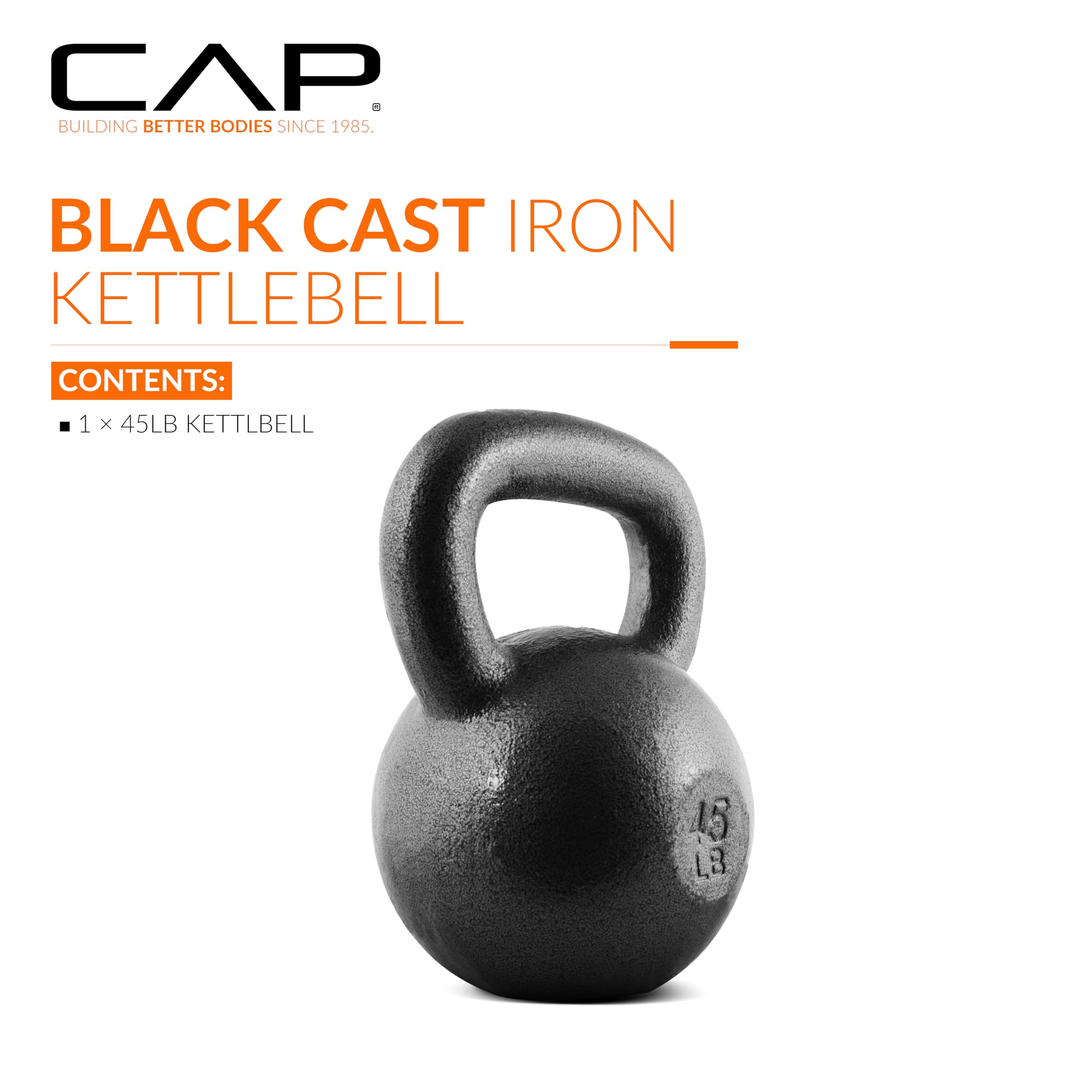 Cap Barbell Żeliwny odgłos kettlebell, czarny, 14 kg.