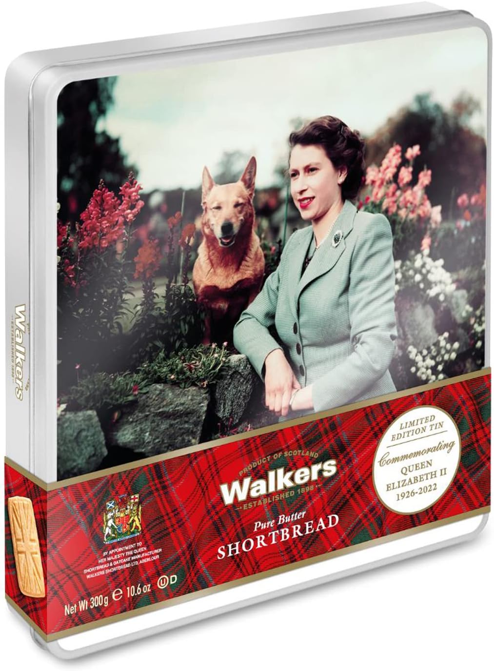 Walker's Shortbread Queen Elizabeth II Limited Edition Commemorative Tin, All-Butter Shortbread Cookies, 10.6 Oz