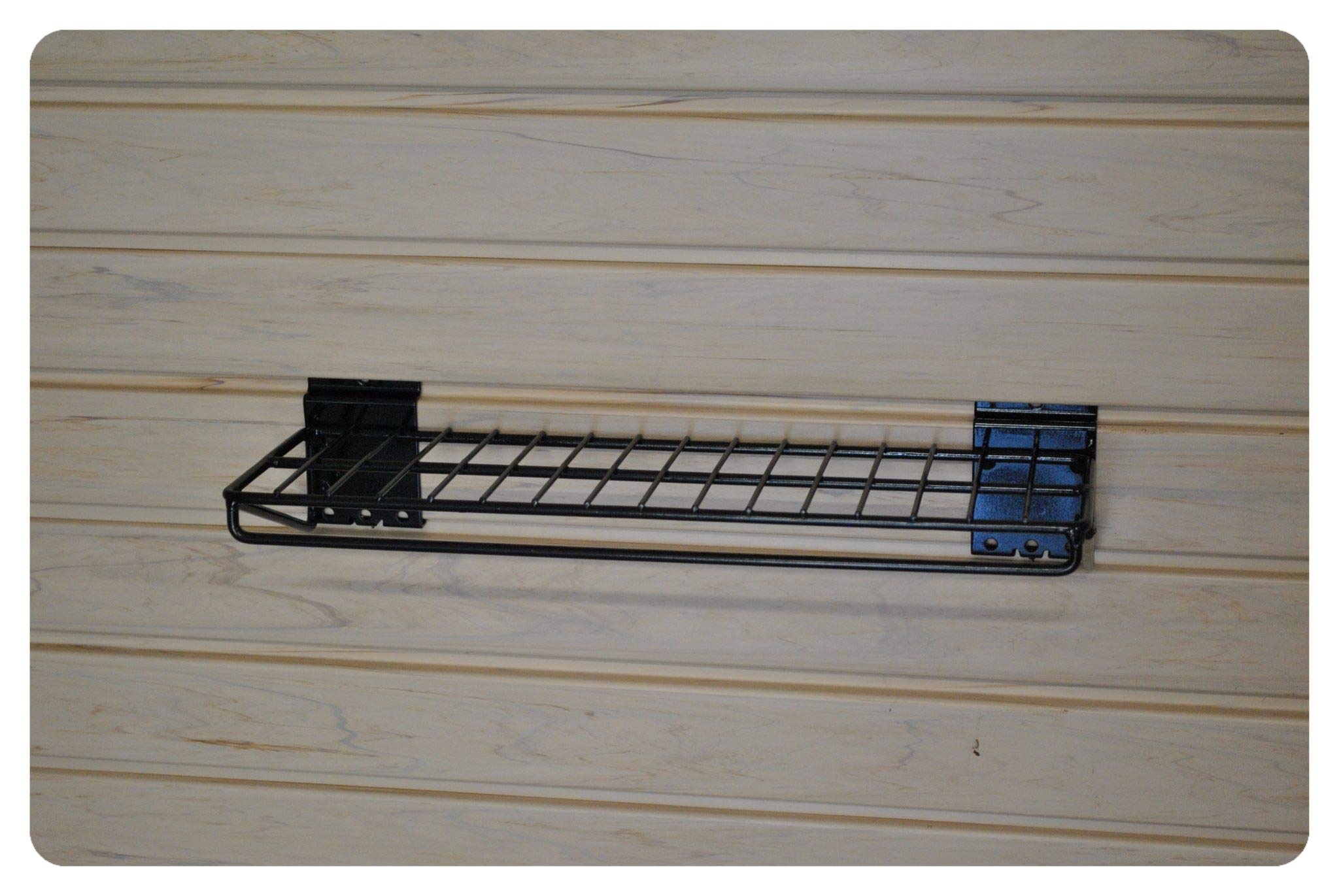 GaragePro 16 x 5 Ventilated Shelf for Slatwall Panel Storage (Pack of 2), Black, (OT-shelf-165)