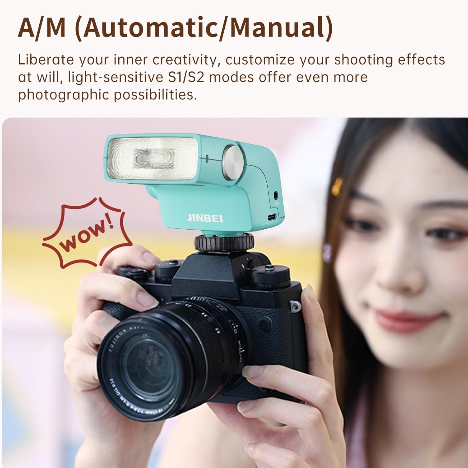 Hi5 Retro Camera Flash with Adjustable Head & Built-in 2500mAh Li-ion Battery, GN16 6000K±200K, S1/S2 Modes, for Sony/Canon/Nikon/Fuji/Olympus Hot Shoe Cameras​​