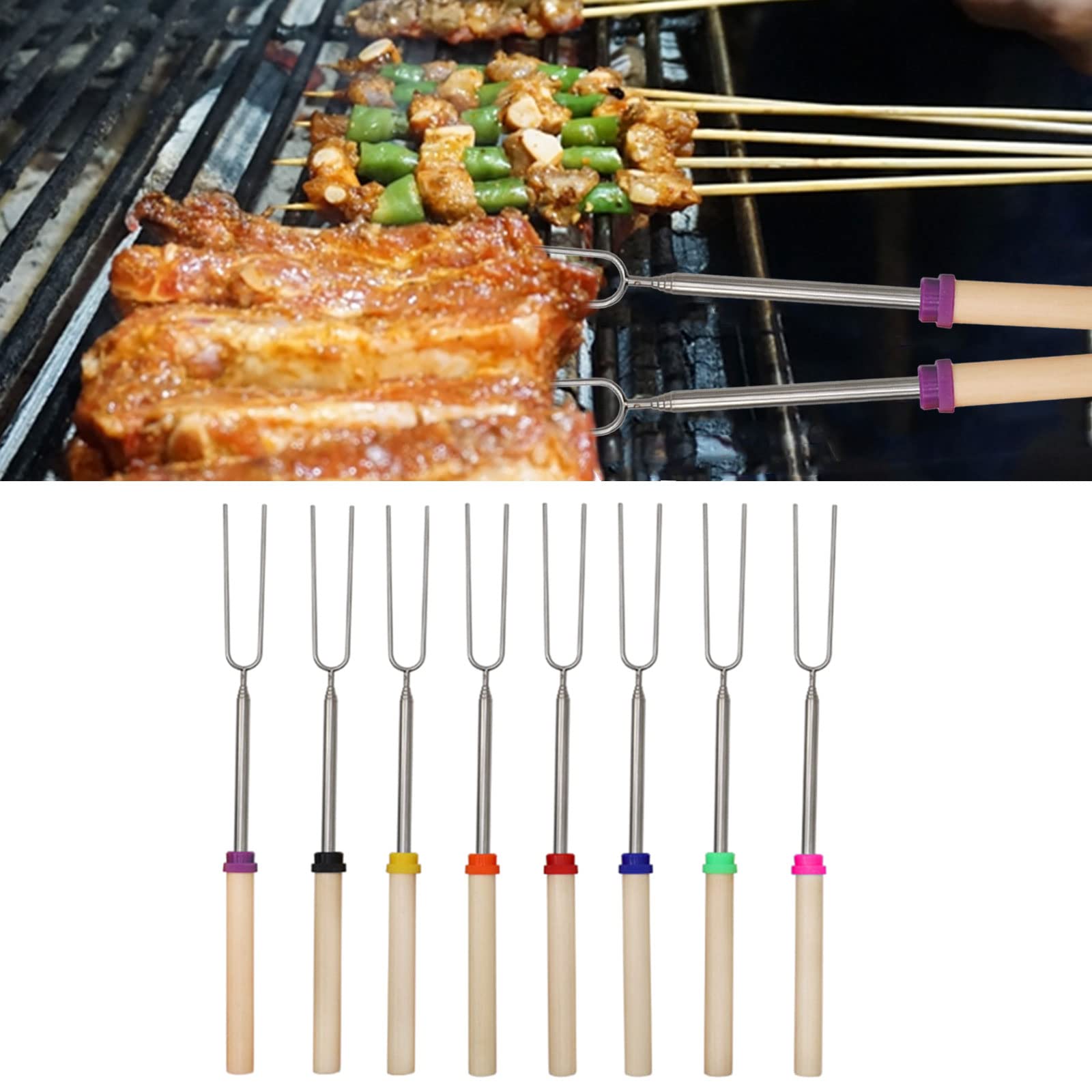 Marshmallow Roasting Sticks Smores Kit,Smore Skewers Hot Dog Fork,Campfire Cooking Equipment,Outdoor Accessories,Camping Essentials