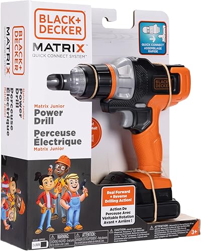 Miniatura 4 de Black+Decker Matrix Jr. Power Drill Kids Tools Play Toy con acción de perforación hacia adelante y hacia atrás