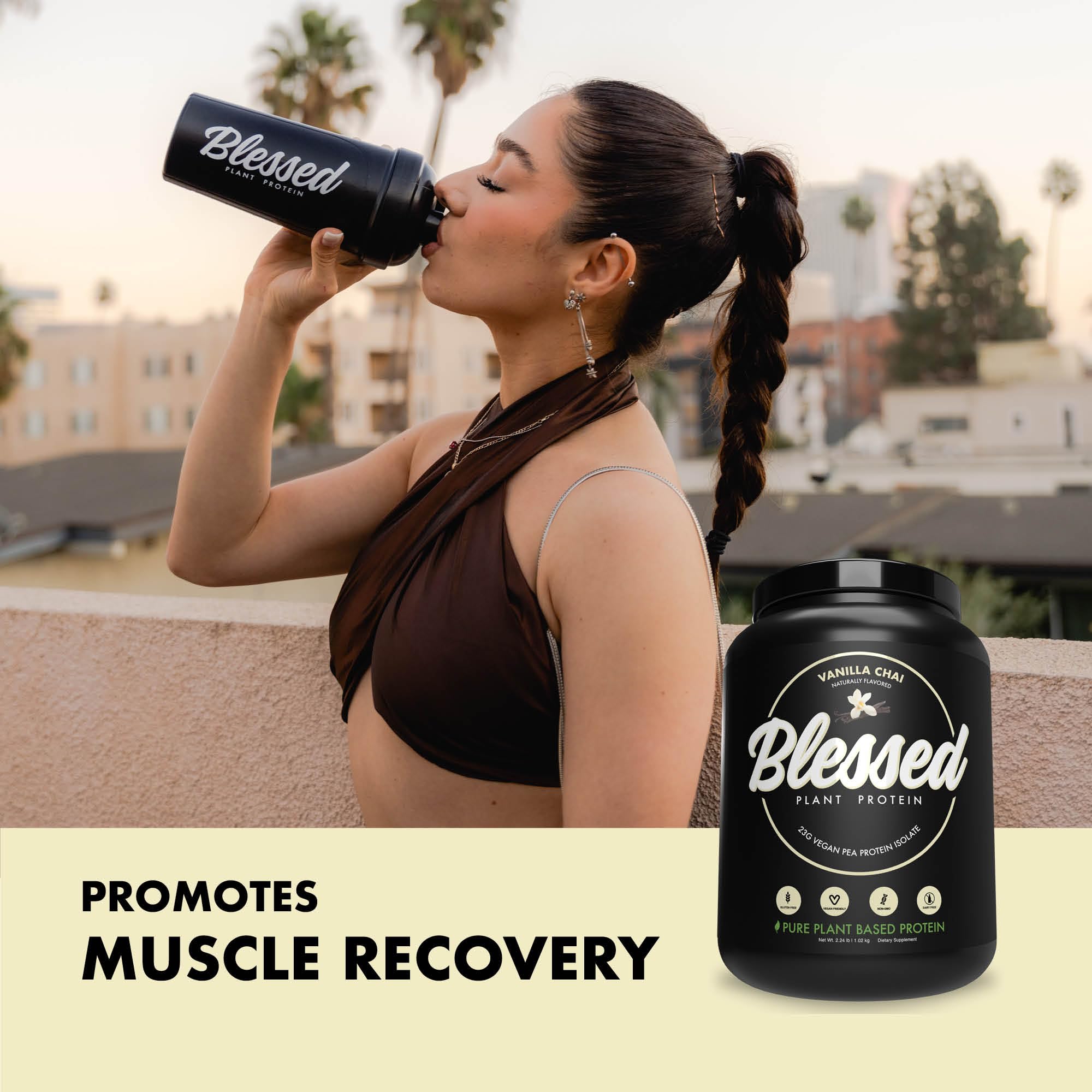 Blessed Vegan Protein Powder - Plant Based Protein Powder Meal Replacement Protein Shake, 23g of Pea Protein Powder, Dairy Free, Gluten Free, Soy Free, No Sugar Added, 30 Servings (Vanilla Chai) — Amazon image 4