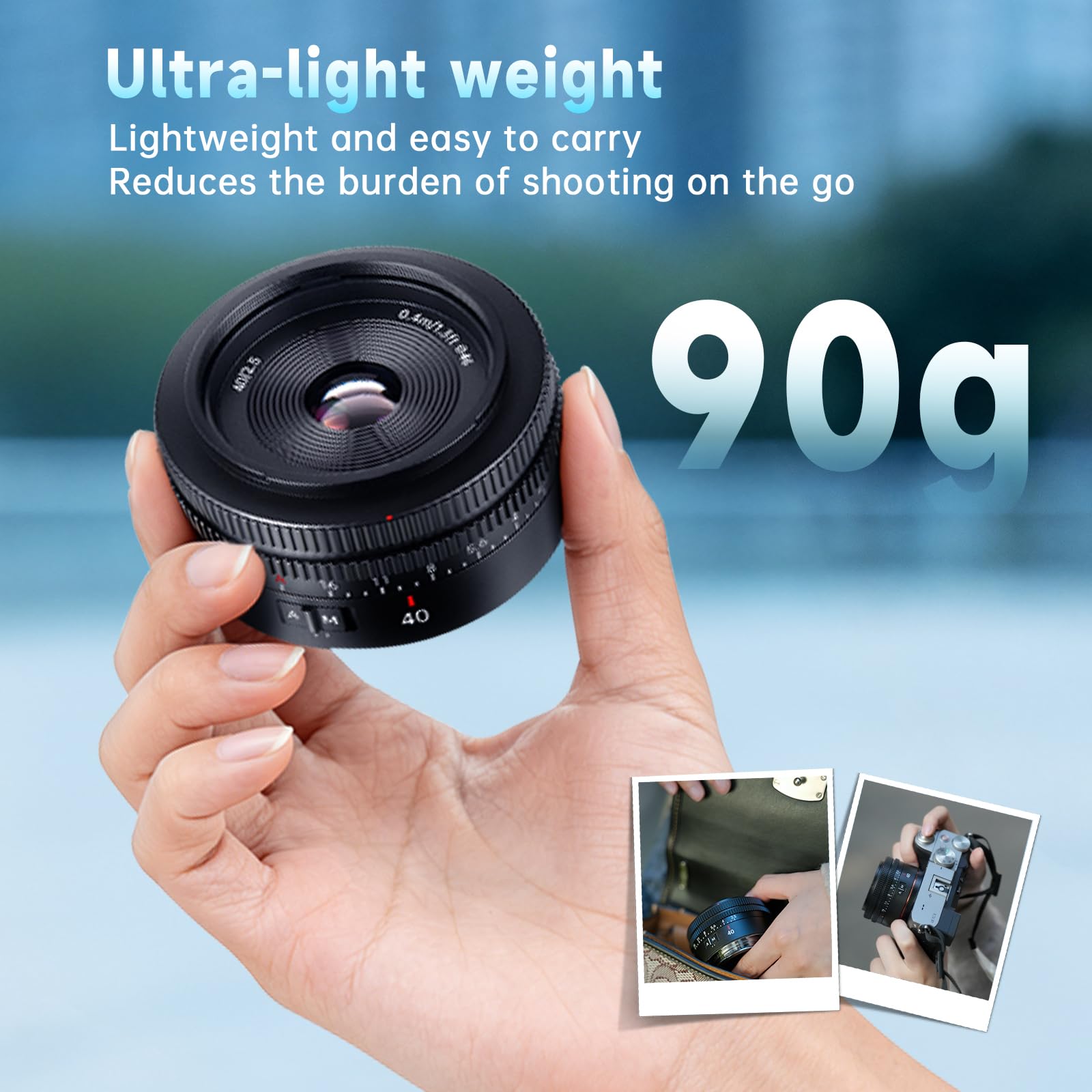 7artisans AF 40mm F2.5 Objectif Full Frame pour E-Mount,90g,Mise au Point Automatique/Manuelle,Reconnaissance oculaire Humaine,Compatible avec Sony E A1, A9, A7M, A7R, A7S, A7C, ZVE Series, FX3, A9II