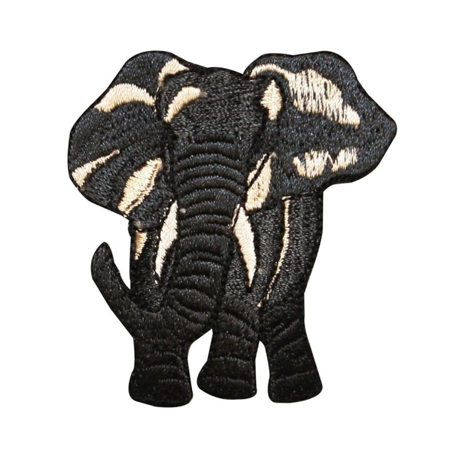 Amazon.com: ID 0689 Black Elephant Patch Asian Wild Life Zoo