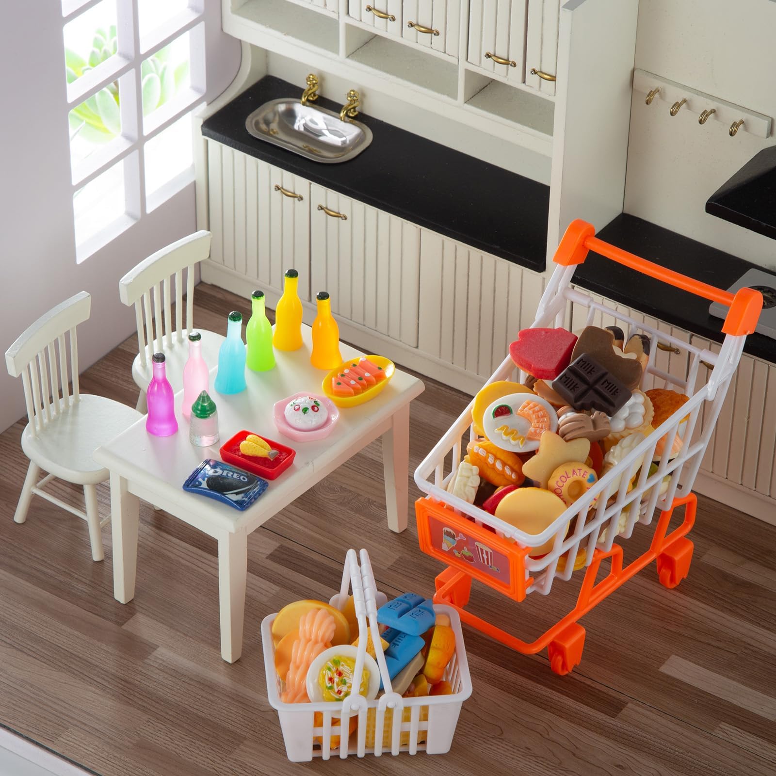 150 piezas de juguetes en miniatura para botellas de alimentos mezclados para casa de muñecas, accesorios de cocina, mini juego, resina falsa, juego de simulación, vajilla de fiesta 1/12 casa de 6