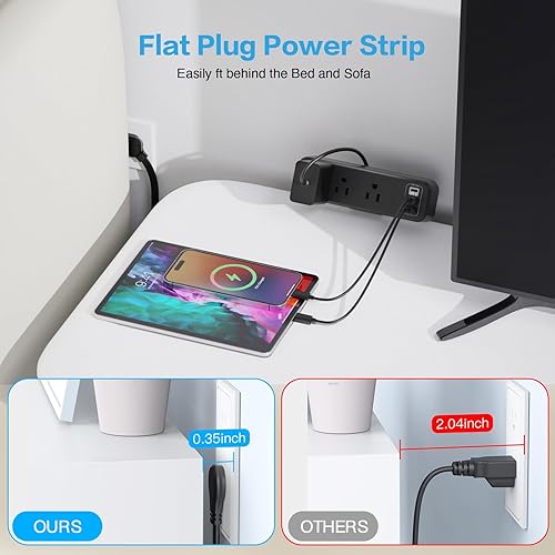 Miniatura 2 de Regleta de alimentación con abrazadera de escritorio con 3 tomacorrientes, toma de corriente extraíble de borde de escritorio con puerto USB C