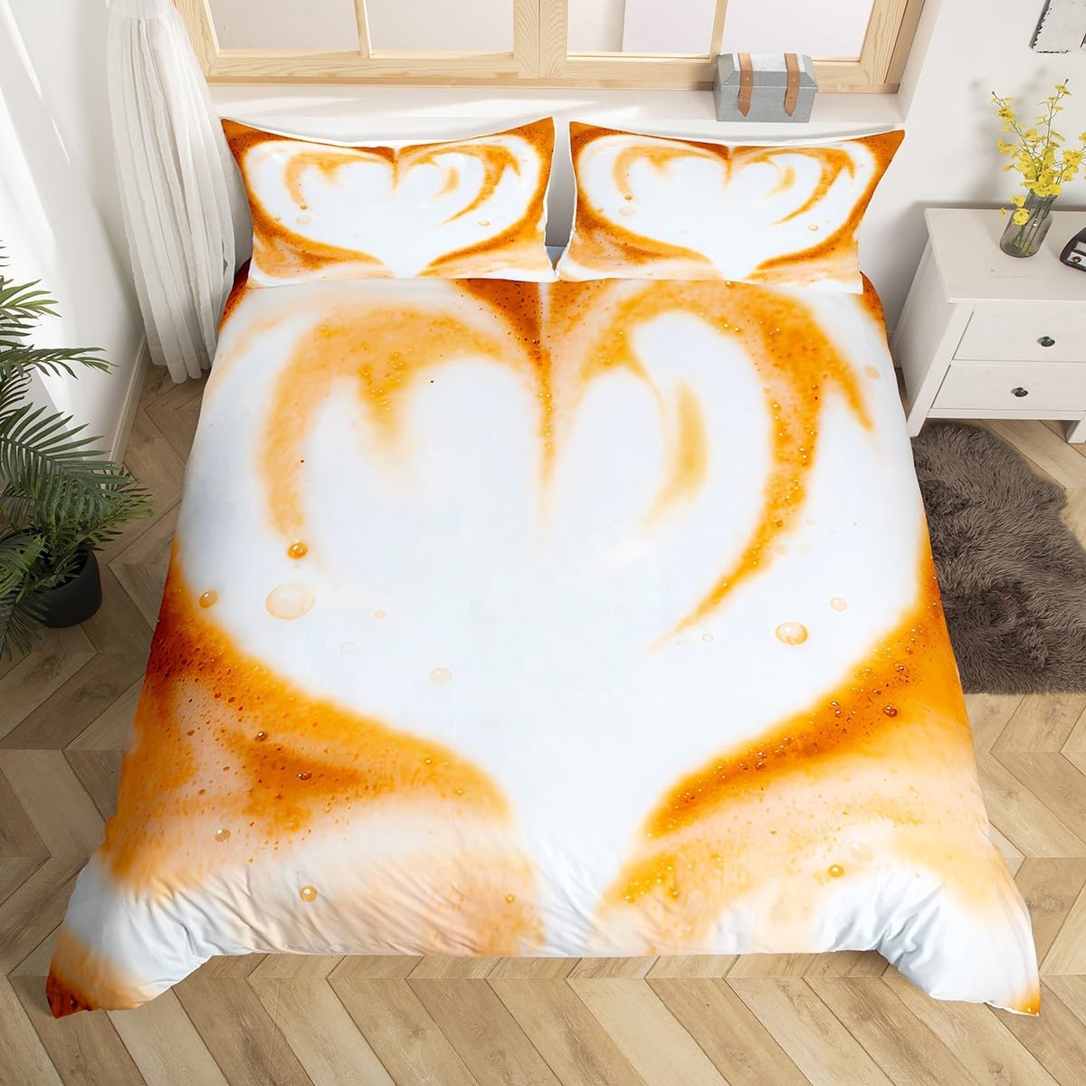 Feelyou Cinnamon Roll Bedding Set Toddler Size, Realastic Food Comforter Cover for Kids Boys Girls Bread Duvet Cover Sweet Food Bedspread Cover Microfiber Quilt Cover 2Pcs (No Comforter)