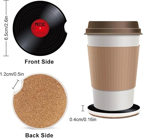 Miniatura 2 de Posavasos de vinilo para automóvil, paquete de 2 posavasos absorbentes para bebidas, portavasos de cerámica con muesca de dedo para mujereshombres,