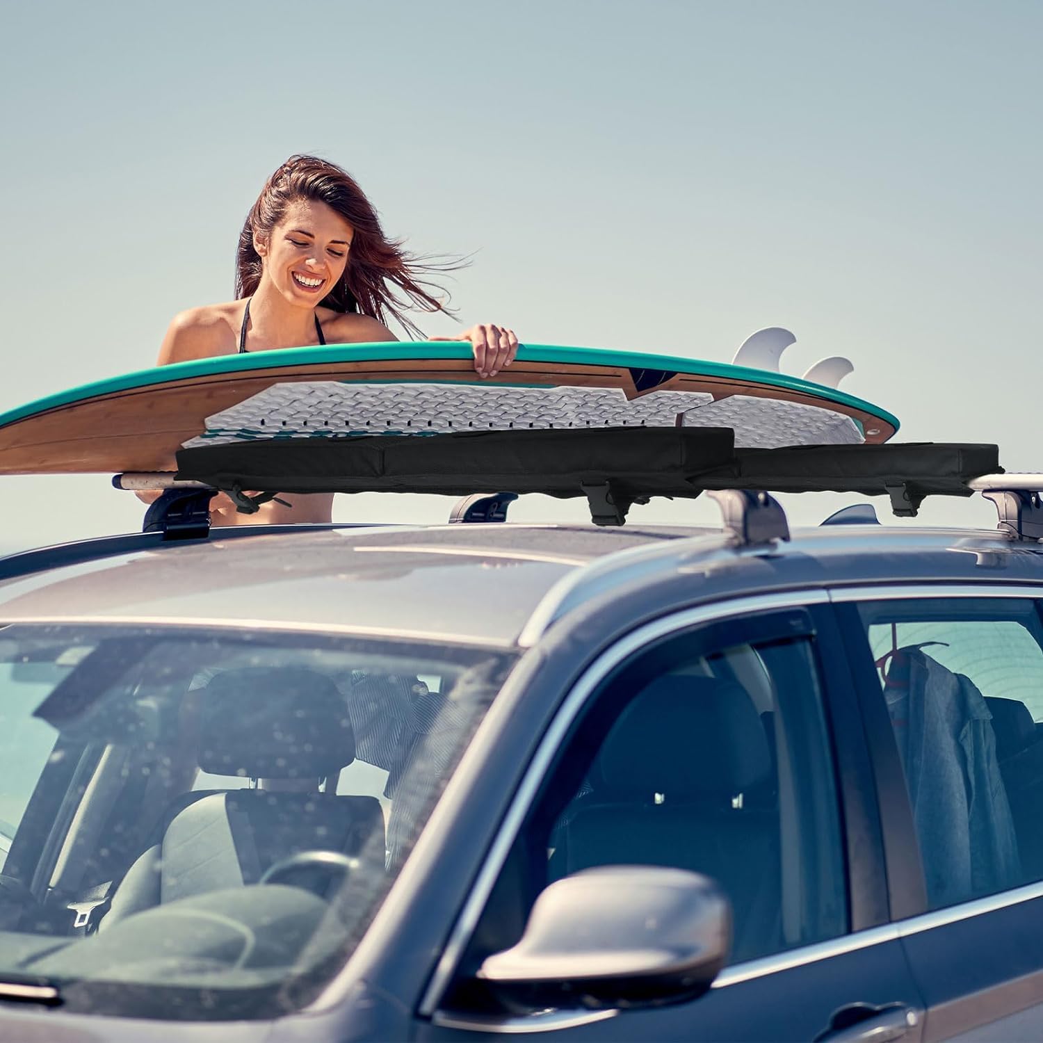 Portaequipajes de Coche,Barras para Portaequipajes de Techo Suave Universales para Coche para Transportar Kayak/Tabla de Surf/Canoa/Esquíes