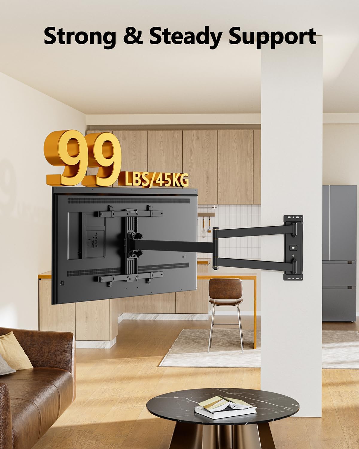 FORGING MOUNT Corner TV Mount Long Arm TV Wall Mount Bracket for 27-70" Screen-Full Motion Wall Mount with 33” Extension Swivel Articulating Arm & Tilt,Single Stud Design VESA 400x400mm, Holds 100 lbs