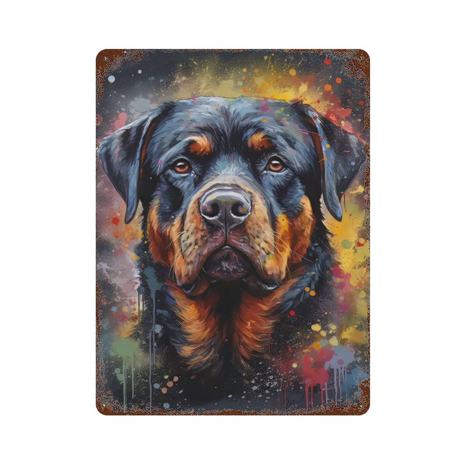 Rottweiler Painting Retro Metal Sign 15.7"x11.8", Classic Wall Plaque for Garage, Pub Or Kitchen