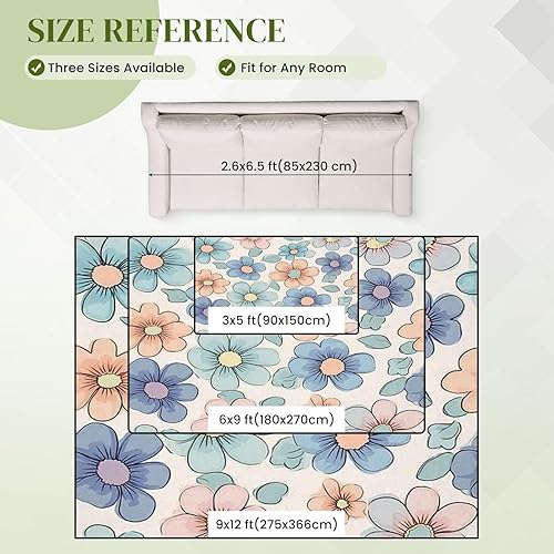 Miniatura 2 de Seamless Cute Retro Groovy Flowers Seventies Style Groovy Area Rug Outdoor Patio Rug Play Mat Modern Floor Carpet Non-Slip Home Decor Living Room