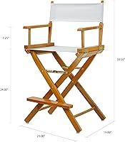 Vista 2 de Casual Home - Silla de director de 24 pulgadas, marco de roble miel, con lienzo blanco, altura de mostrador