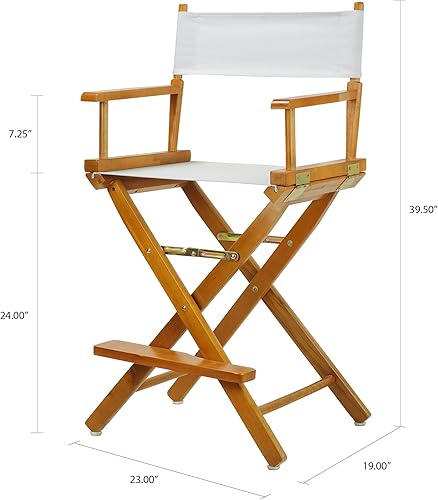 Miniatura 2 de Casual Home - Silla de director de 24 pulgadas, marco de roble miel, con lienzo blanco, altura de mostrador