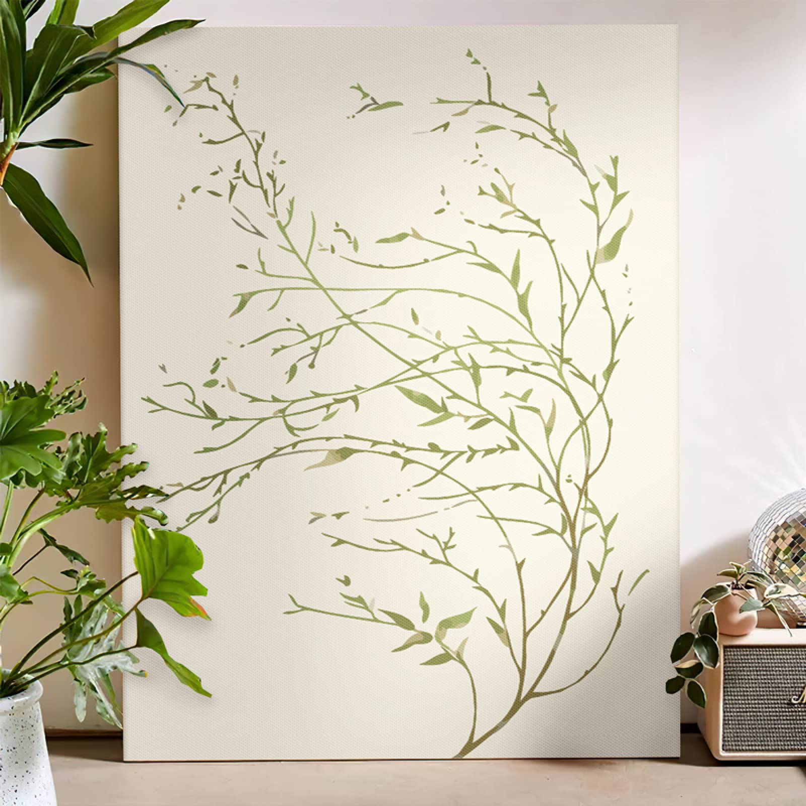 Planta Verde Pintura Al Óleo Digital Relleno De Bricolaje Pintura Al Óleo Hecha A Mano Para Colorear, Sin Marco, 40X50Cm Pintar Por Números Pintura De Lino De Bricolaje Craft De Pintura Al Óleo Digi