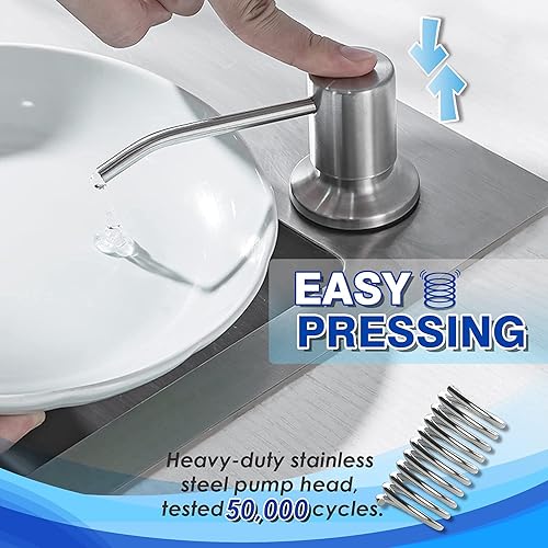 Miniatura 10 de WEWE - Dispensador de jabón dorado para fregadero de cocina, dispensador de jabón dorado cepillado con boquilla larga y bomba de jabón dorada,