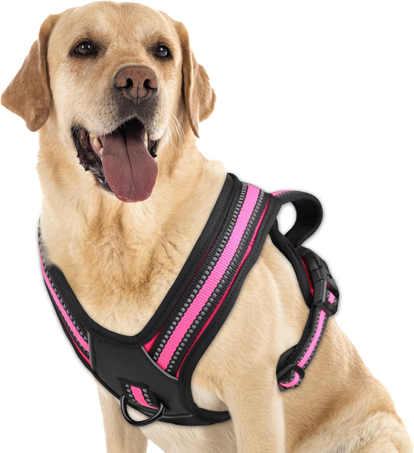 No Pull Dog Harness, No Choke Front Clip Pet Harness Adjustable Soft Padded Dog Vest with Easy Control Handle and Reflective Strips Dog Harness for Medium Large Dogs