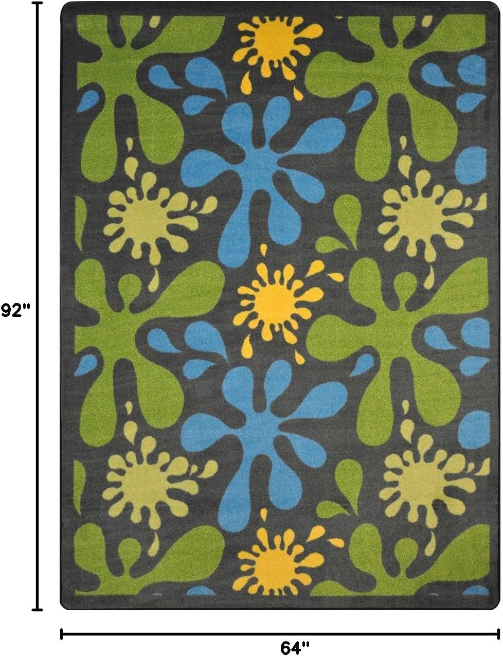 Joy Carpets Kid Essentials Splat Teen Area Rugs, 5'4" x 7'8", Gray