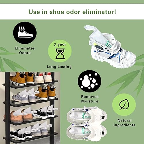 Miniatura 7 de Eliminador de olores de zapatos de carbón - Insertos desodorantes para botas de trabajo, tenis, bolsas de gimnasio que absorben olores con abridor