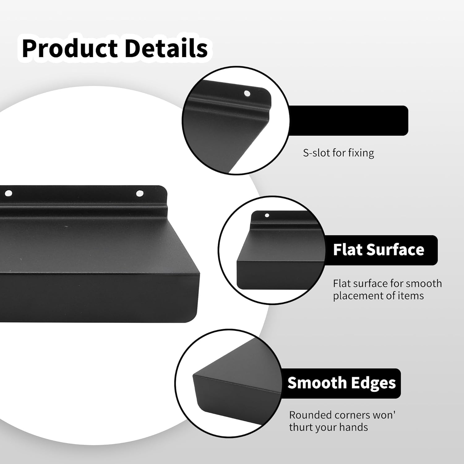 4x10 Inch Metal SlatWall Shelves, 8 Pack Black Slat Wall Shelves Accessories, Heavy Duty Slatwall Shelf for Wall Home Shoe Stores Supplies