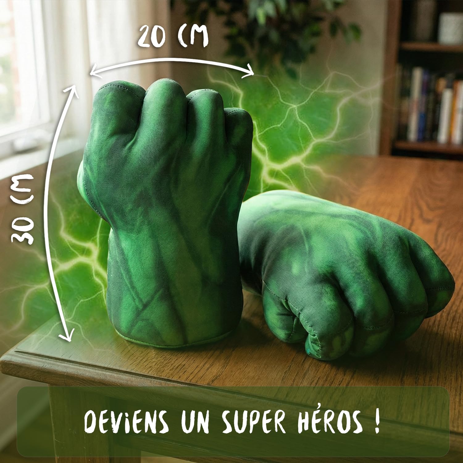 Paire de Gants de Boxe Géants Hulk | Super-Héros | Jouet Enfants | Poing en Mousse avec Attaches | Cadeau Insolite | Cosplay | Jeux | Halloween | Déguisement | Costume | 100% Fun | OriginalCup®