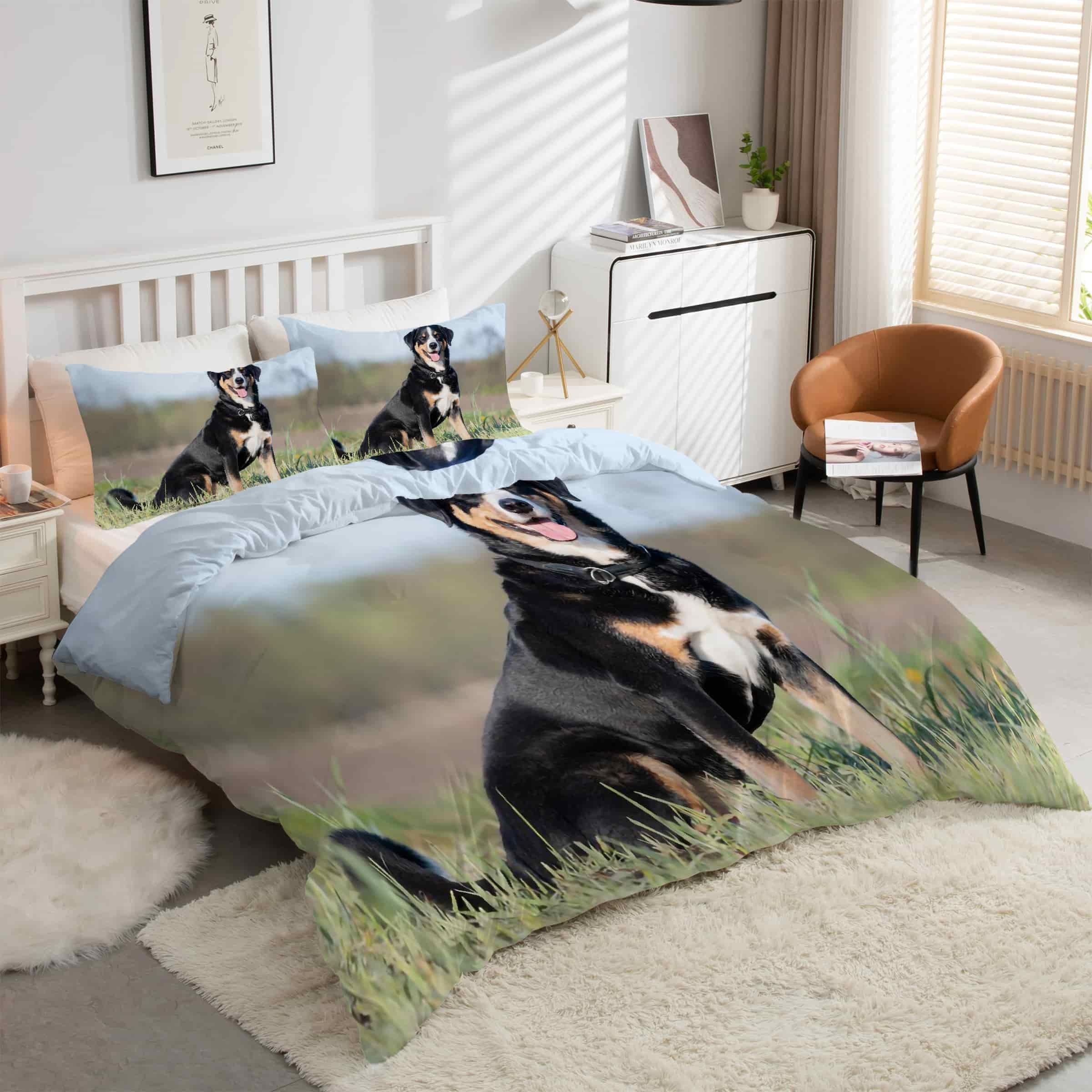 Parure de lit chien de montagne 90x190 cm pour créer un cocon chalet alpin