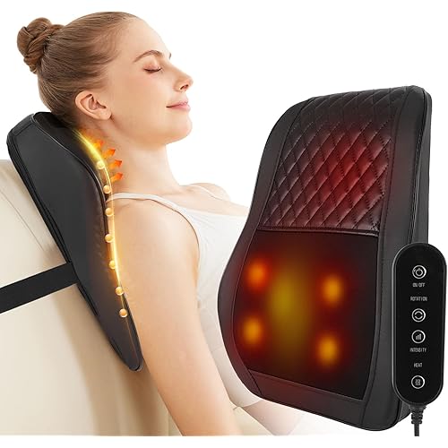 Cordless Neck Massager,Shiatsu Neck and Shoulder Massager, Mothers Day Gifts for Mom Back Massage with Heat Deeper Tissue Kneading Massage Pillow for Back, Home, Office -Fathers Gifts for Men Dad