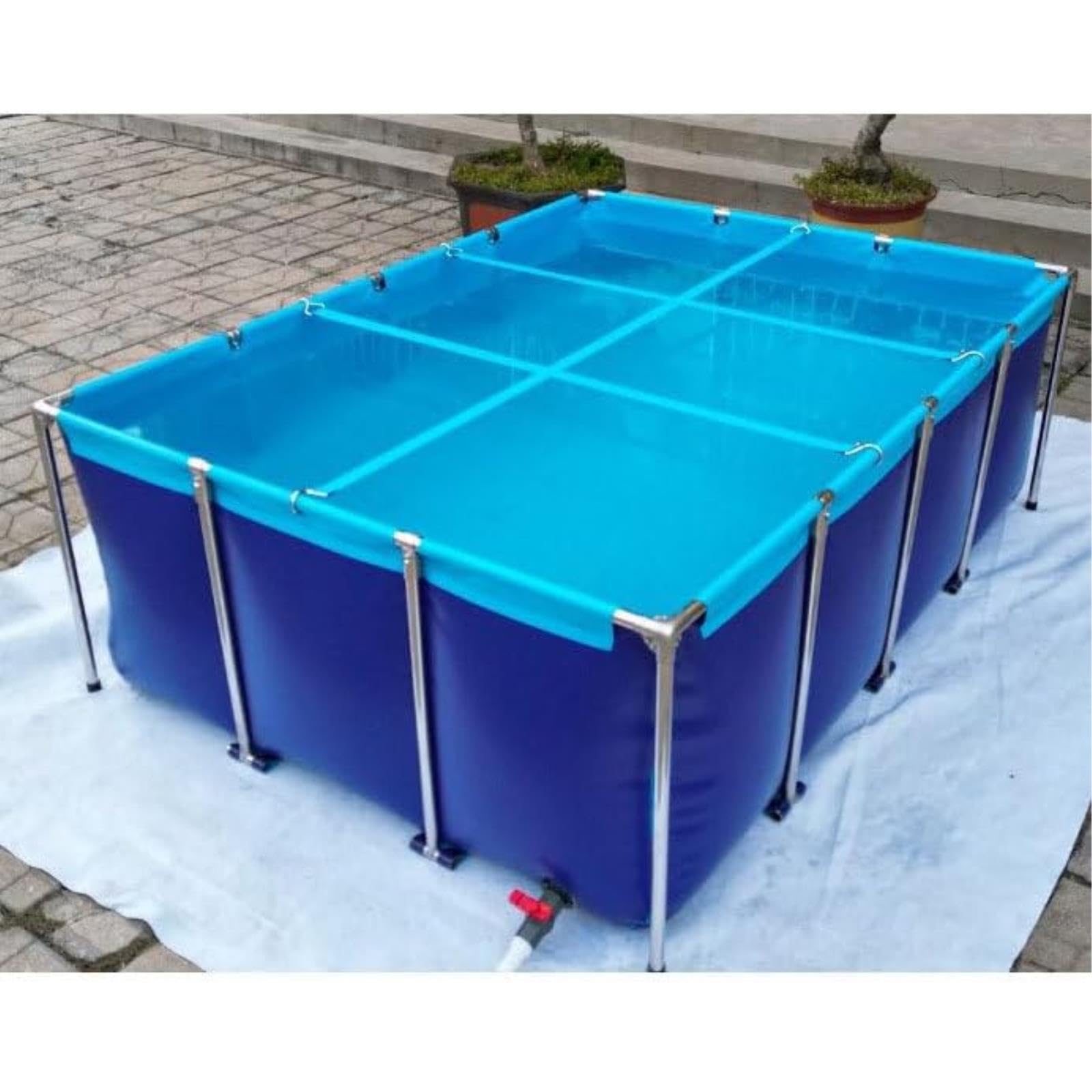 Piscina da esterno con struttura in acciaio con finestra trasparente per laghetto per Koi e pesci, perfetta per giardino e patio, facile da installare, ideale per divertimento in famiglia