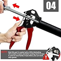 Vista 5 de Pistola de epoxi doble para 6.8 fl oz/6.76 onzas líquidas, pistola de calafateo de doble cartucho, manual manual de mano con adhesivo adhesivo