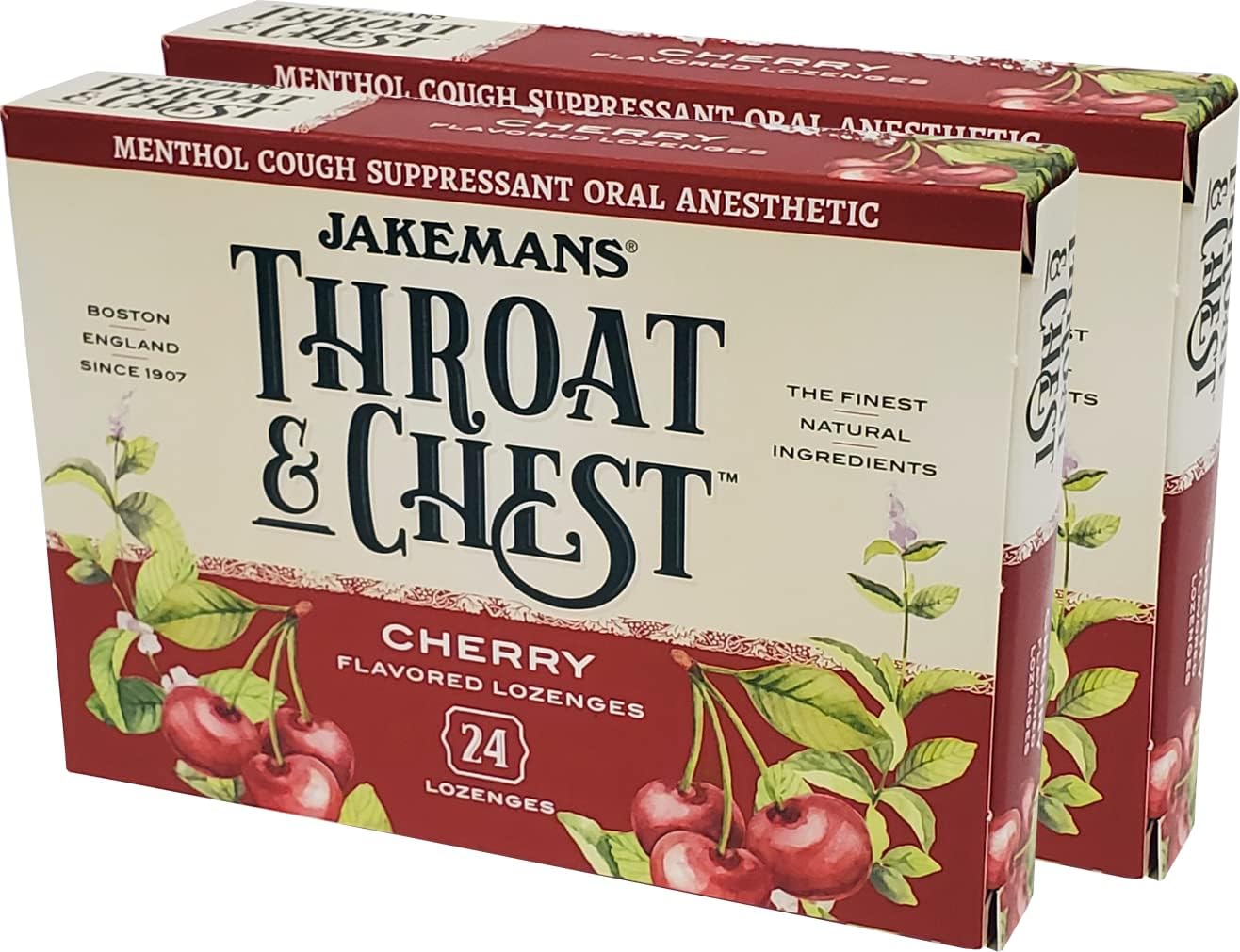 Throat and Chest Lozenges - Cherry - 24 Pack (Pack of 2)