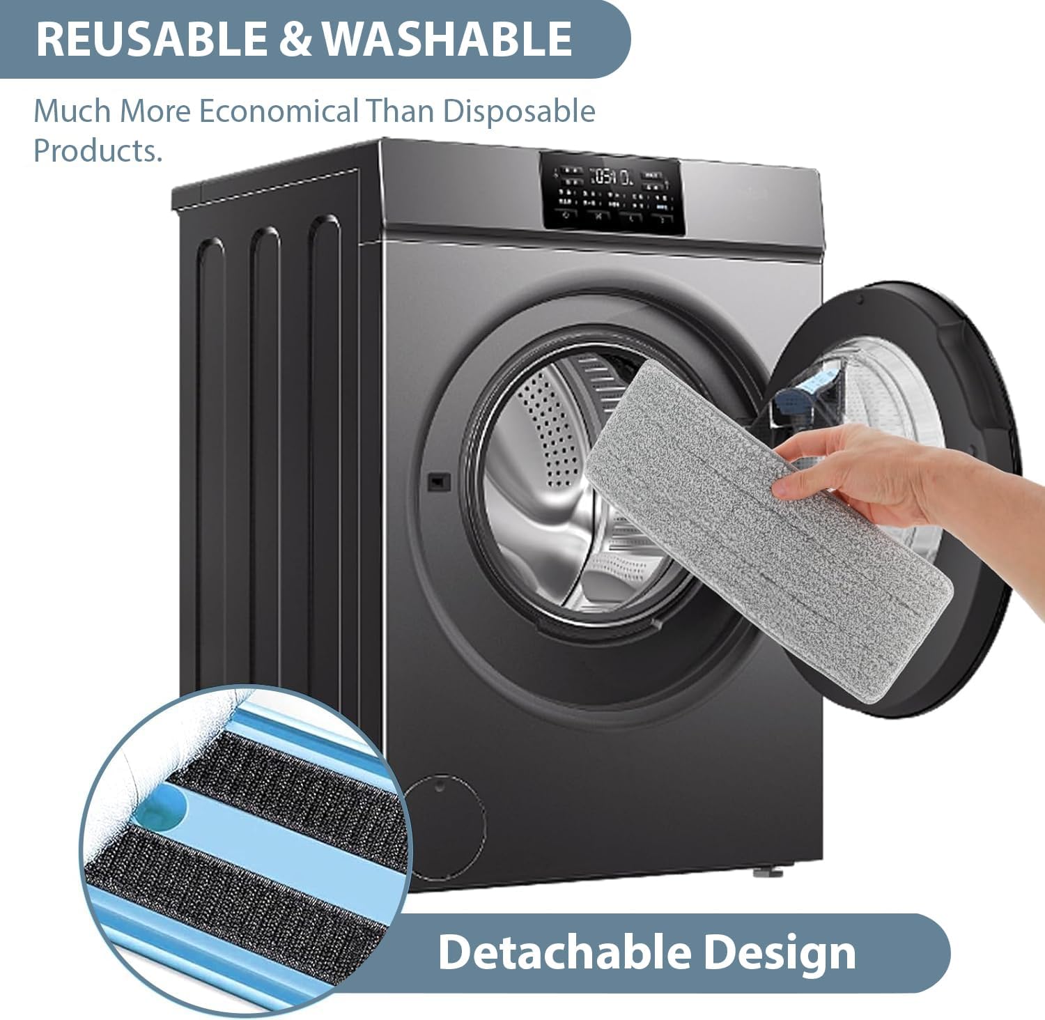 STELLIX Microfiber Large Mop Refill Pad: Washable, Fits Flat Mops, Ideal for Large Buckets (4 Pc, 38x12 cm) 2