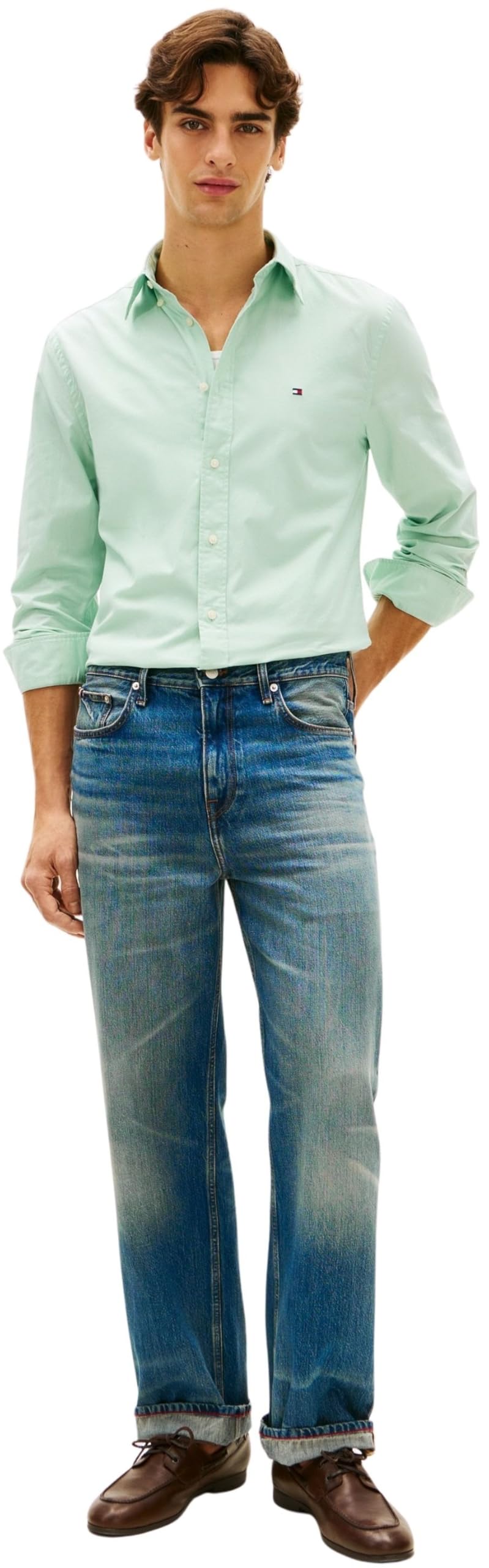 Tommy Hilfiger Uomo Camicia Flex Poplin Solid Regular Fit