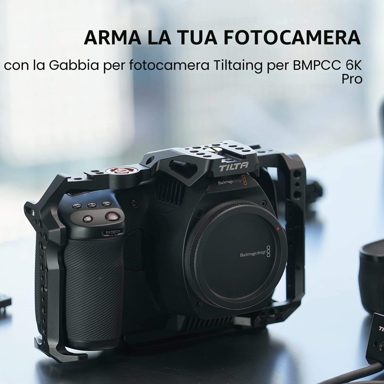 Tilta Full Camera Cage compatibile con BMPCC 6K Pro Staccabile Mezza Camera Video Cage per Blackmagic Pocket Cinema Camera 6K Pro Film Making Kit Lightweigt Durevole Nero TA-T11-FCC-B | Con Guida NATO, Rosette Arri, Ricevitori Cold Shoe, Filetti 1/4"-20,