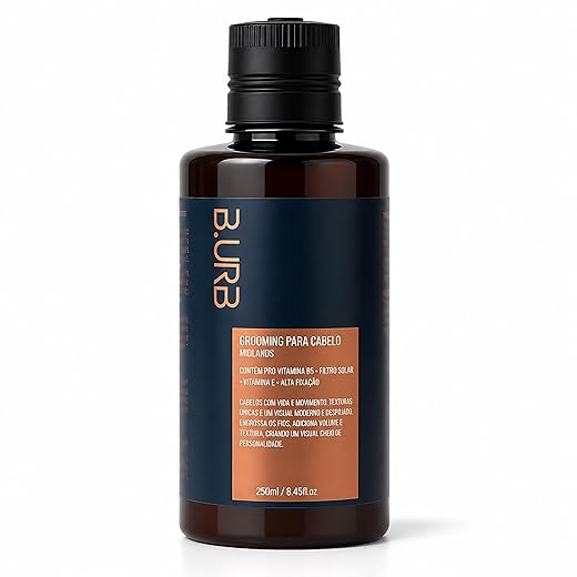 B.URB Grooming Midlands 250ml – Alta Fixação Termoativa, Efeito Molhado Intenso e Acabamento Natural – Textura Volume Controlado – Estilo Italiano e Old Money – Finalizador Profissional Masculino com Vitamina B5 e Proteção Solar