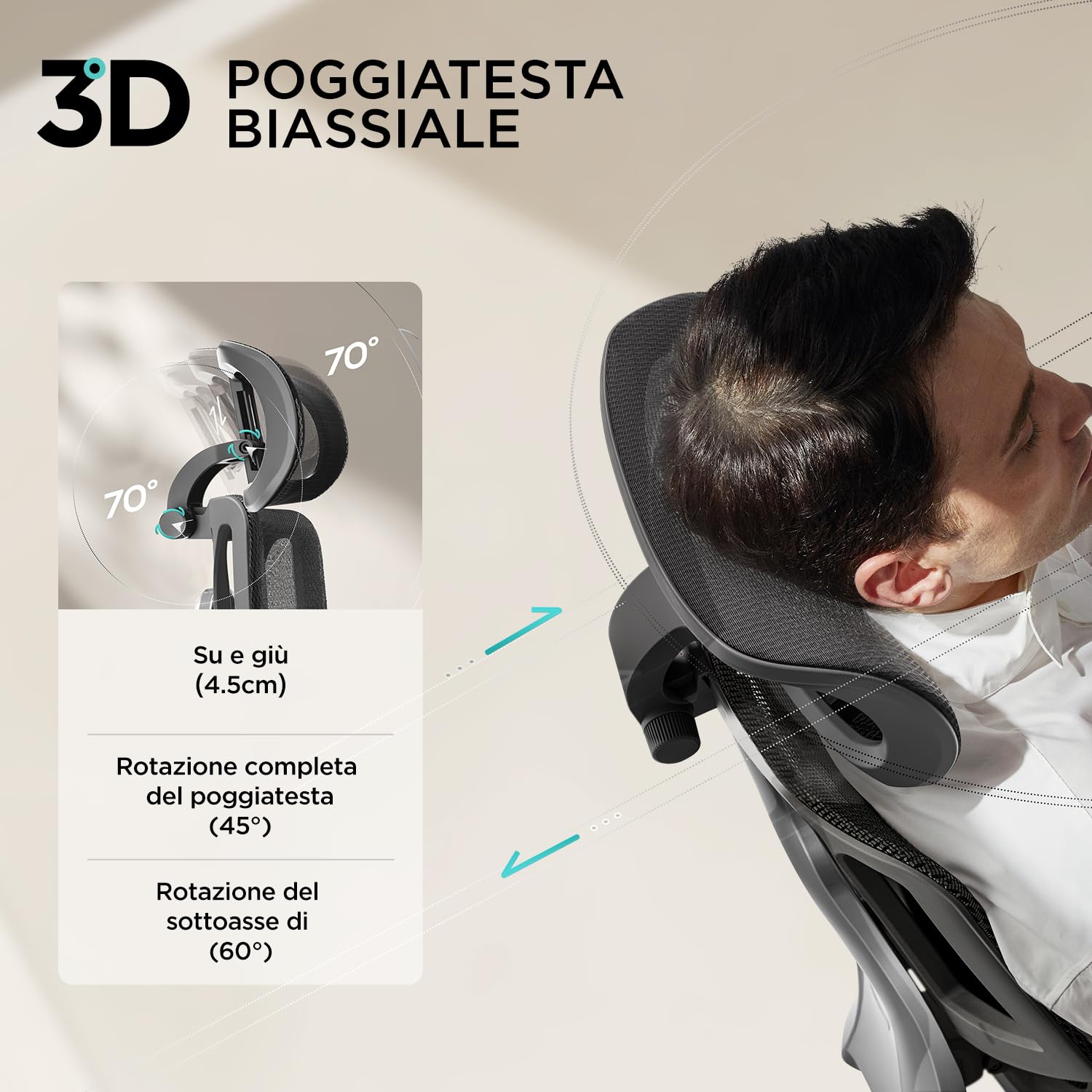 Hbada E3 Air Sedia Ufficio e Scrivania Ergonomica, con Supporto Lombare Dinamico a 3 Zone, Testiera Regolabile 3D, Braccioli Regolabili 3D, Nero con Poggiapiedi