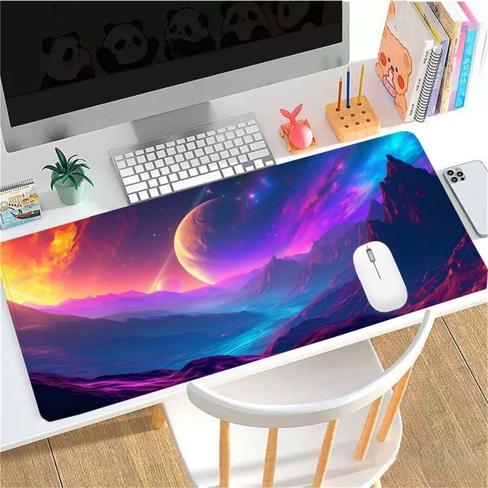 Alfombrilla Ratón Color Montaña Alfombrilla Ratón XXL 1400x600x3mm Mouse Pad Resiste Salpicaduras, Extendida de Gran Tamaño con Bordes Cosidos, Mejora la Precisión y la Velocidad, Antideslizante y-57