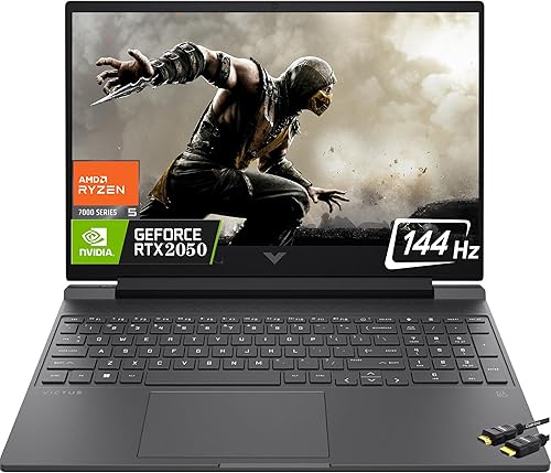 HP Portátil para juegos Victus 2023 de 15.6 pulgadas y 144Hz, Ryzen 5 7535HS de 6 núcleos (Beats i7-11800H), GeForce RTX 2050 4GB GDDR6 gráfico, KB