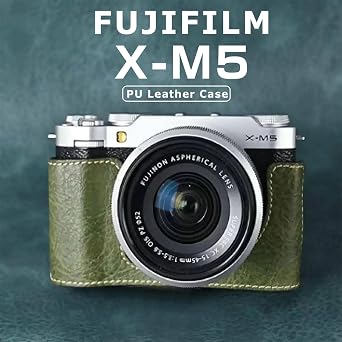 Camera Case for Fujifilm X-M5 Hand Grip BEADY Camera Case PU Leather XM5 Protective Cover Green