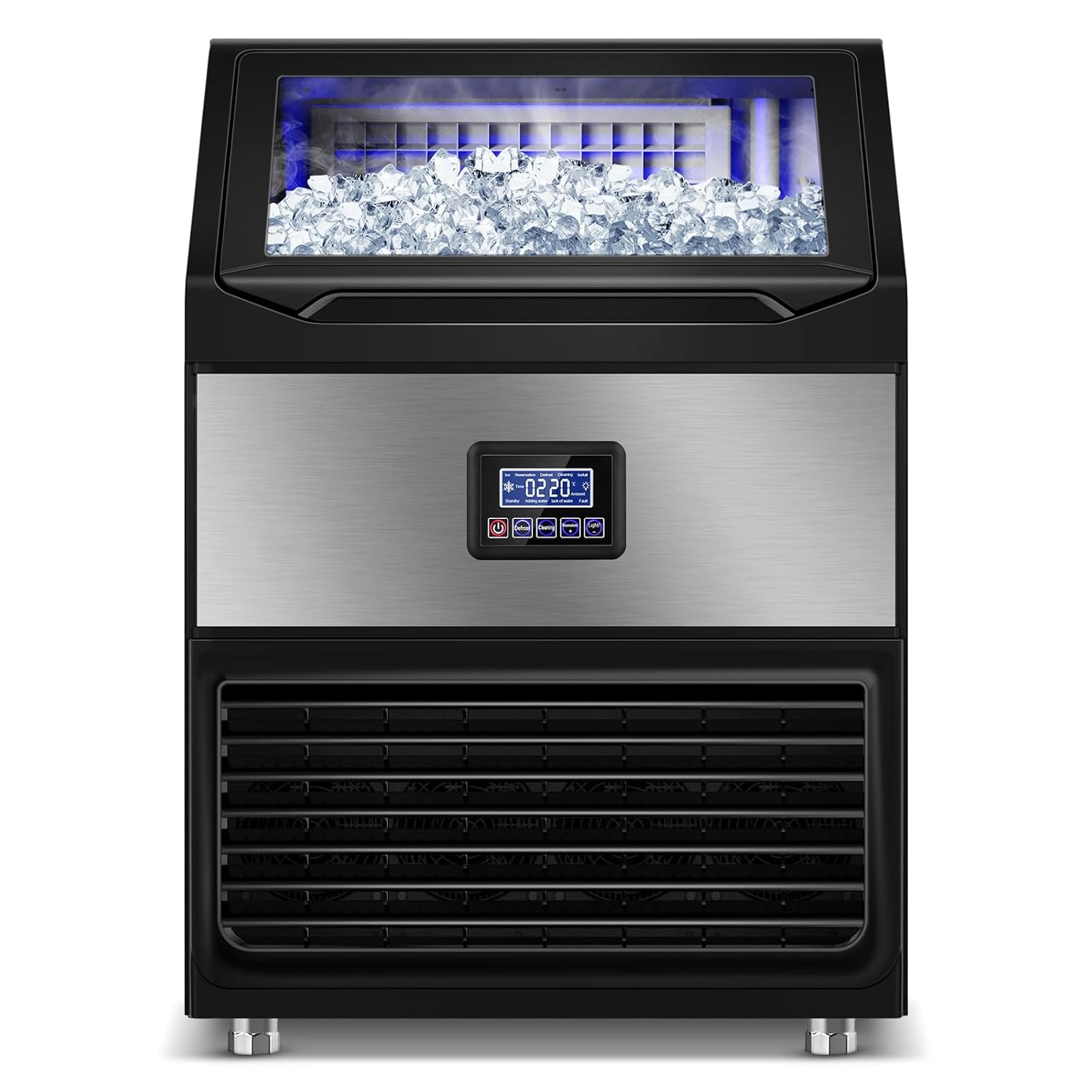 Commercial Ice Maker Machine, 350Lbs/24H with 75LBS Storage Bin, 108Pcs Ice Cubes in 8Mins, Under Counter Ice Machine with Water Filter and Ice Scoop for Home Bar Office Restaurant
