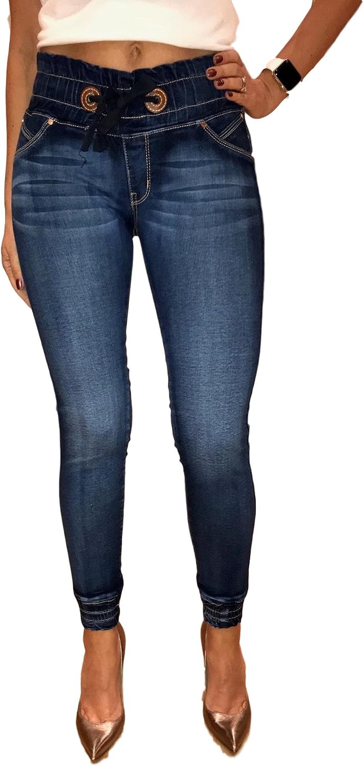 MAAKU Pantalon de Mezclilla para Mujer deslavado Resorte en Cintura (11) :  Amazon.com.mx: Ropa, Zapatos y Accesorios